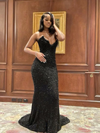 Black Strapless Mermaid Long Prom Dresses Prom Gowns