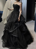 Black Sweetheart Tulle Layers Ball Gowns Prom Dress, Black Prom Dress