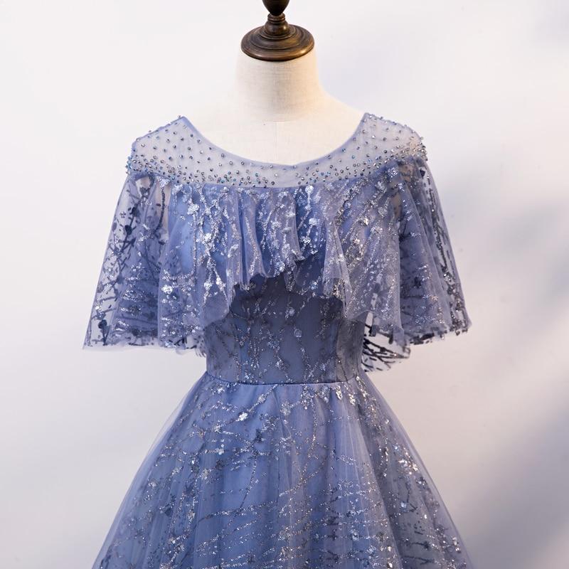 Blue Elegant A-Line Long Prom Dress, Blue Prom Gowns Graduation Dresses