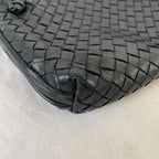 Bottega Veneta Black Intrecciato Leather Nodini Crossbody Bag