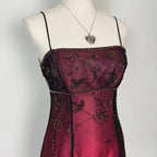 Burgundy Spaghetti Straps Exquisite Beaded Long Tulle Ball Gowns Prom Dress