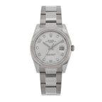 Stainless Steel 18K White Gold Diamond 34mm Oyster Perpetual Date Watch Silver 115234