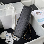 CHANEL SMALL CLASSIC HANDBAG Grained Calfskin & Gold Metal