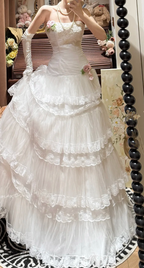 Strapless White Tulle Lace Wedding Dress Classy Wedding Gowns    cg26308