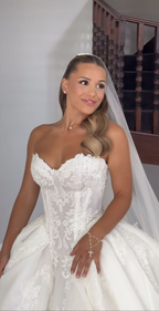Romantic White Applique Wedding Gown Lace Bridal Dress  cg26139