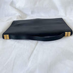 Celine Black Leather Top Handle Clutch