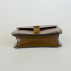 Celine brown leather teen box bag with detachable strap