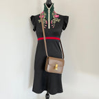 Celine brown leather teen box bag with detachable strap