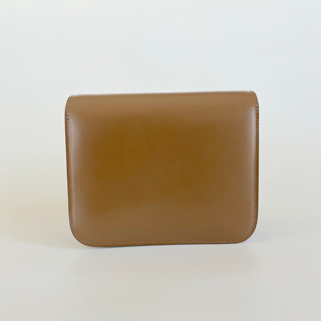 Celine brown leather teen box bag with detachable strap