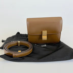 Celine brown leather teen box bag with detachable strap
