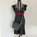 Celine textured black leather nano luggage bag with strap