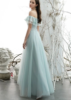 ELGANT GREEN TULLE SEQUIN LONG PROM DRESS GREEN EVENING DRESS   cg10288