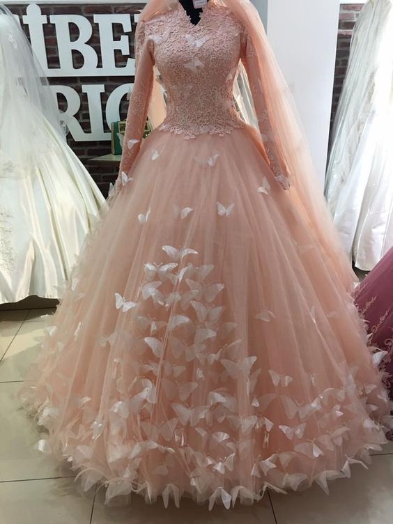 Long Sleeves Prom Dress with Butterflies    cg10336