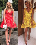 Yellow/Red Homecoming Dresses   cg10850