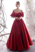 Simple red sweetheart satin long prom dress red bridesmaid dress   cg11414