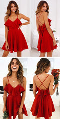 Red Short Homecoming Party Dress   cg12195