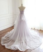 Sweetheart neck light lavender tulle long beaded evening dress Prom Dresses    cg12413