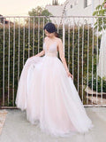 Light pink v neck tulle sequin beads long prom dress pink tulle formal dress   cg12421