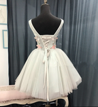 Beautiful Light Blue Short Sweetheart Homecoming Dress, Tulle Flowers Party Dress    cg13077