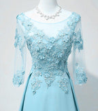 Elegant Round Neckline Blue Floor Length Party Dress, Blue Bridesmaid Dress prom dress    cg13282