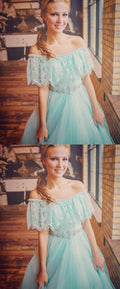 Princess Off the Shoulder Mint Green Ball Gown Sweet 16 Dress Prom Dresses   cg13893