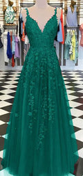 Chic A-line Prom Dress Spaghetti Straps Applique Red Prom Dresses Evening Dress   cg14141