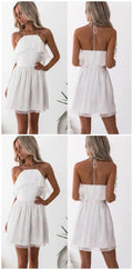 A-Line Halter Printed White Chiffon Homecoming Dress   cg14153