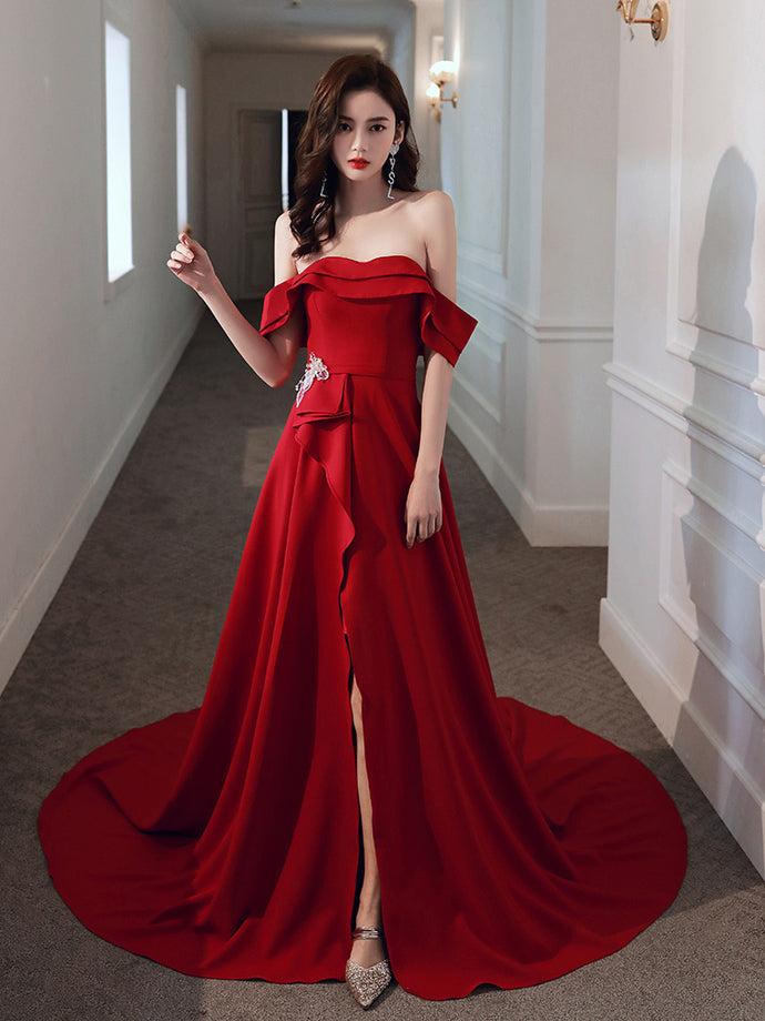 Charming V-Neck Appliques A-Line Prom Dresses, Evening Dress Prom Gowns   cg14688