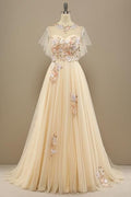 Rose Gold Sequined Prom Party Dress With Sleeves   cg14709