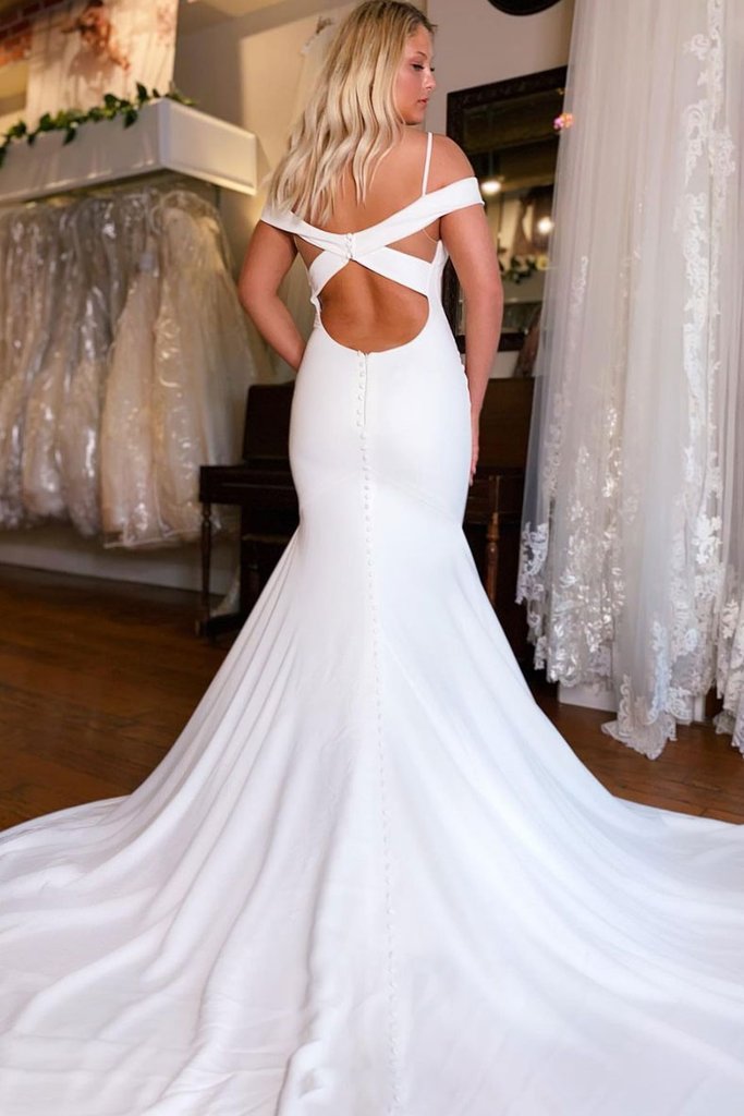 WHITE SATIN MERMAID LONG PROM DRESS WHITE EVENING DRESS   cg15305