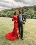 Split Long Sleeves Evening Dress prom dress christmas dress   cg15383