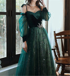 elegant dark green lace gown Prom Dress,   cg16016