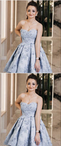 Light Blue Lace Homecoming Dresses    cg16357