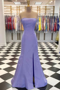 strapless lavender mermaid long prom dress with slit   cg16485