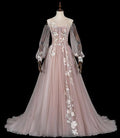 Pink tulle lace long prom dress pink evening dress   cg16651