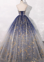 UNIQUE TULLE LACE LONG PROM GOWN, TULLE EVENING DRESS    cg17277