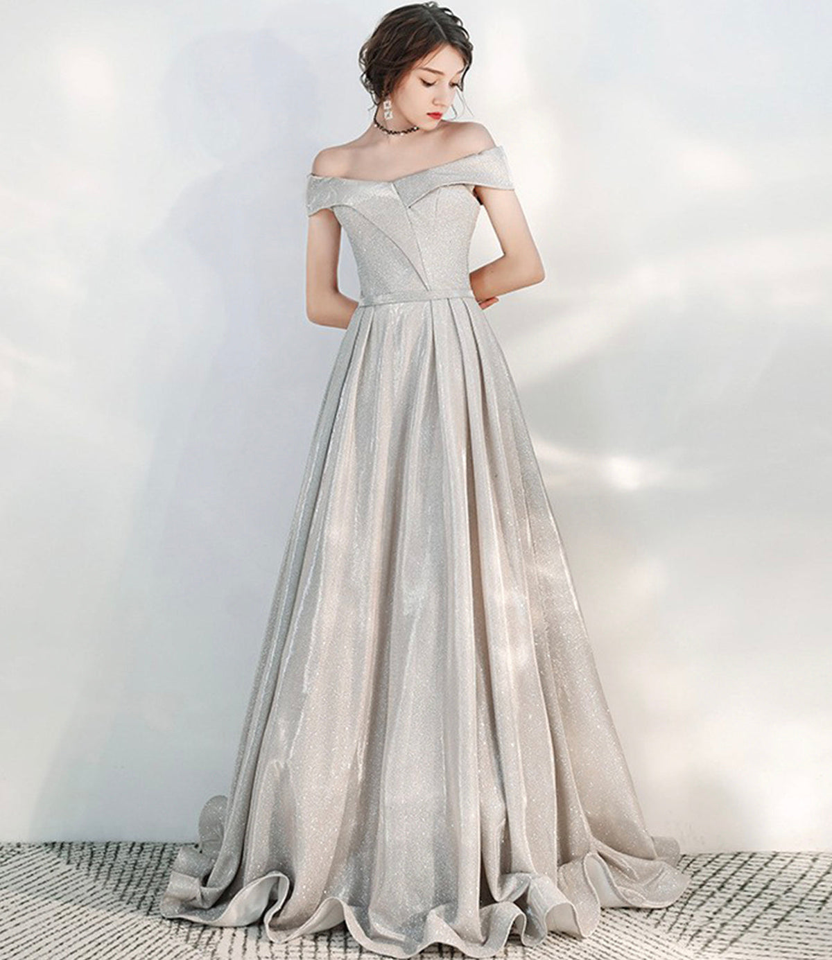 SHINY A LINE OFF SHOULDER PROM DRESS SIMPLE EVENING DRESS   cg17844