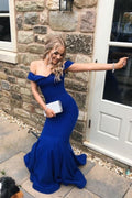 Royal Blue Off the Shoulder Mermaid Formal Gown prom dress   cg18353