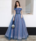 BLUE TULLE SEQUINS LONG BALL GOWN DRESS FORMAL DRESS prom dress   cg18884