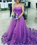 purple prom dress A line evening dress    cg18978