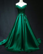 Fashion Off the Shoulder Emerald Green Formal Dress Long prom dress evening dress     cg19892