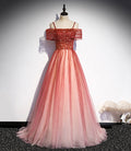 BURGUNDY TULLE LONG A LINE PROM DRESS EVENING DRESS    cg20131