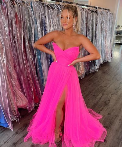 Sweetheart Simple Tulle Long Prom Dress     cg20339