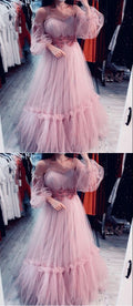 Mauve Pink Prom Dresses with sleeves    cg20764
