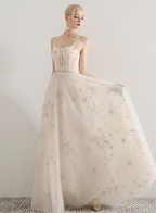 Ivory Sweetheart Straps Long Formal Dress, A-Line Ivory Tulle Evening Dress Prom Dress   cg21265