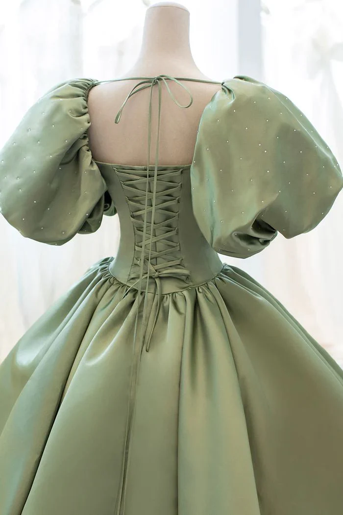 Princess ball gown dresses satin puffy sleeves quinceanera gown prom dress, evening dress    cg22001