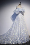 Floral A-line Long Light Blue Formal Dress Long Party Prom Gown    cg22020