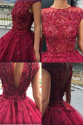Red Tulle Ball Gown Prom Dress With Appliques, Sweet 16 Dress, Quinceanera Dresses    cg22322