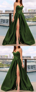 Long Olive Green Formal Satin prom Dresses For Bridesmaids     cg23118