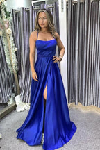 Simple satin long A line prom dress evening dress        cg23130